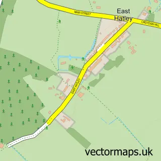 Street map sample of East Hatley, Cambridgeshire