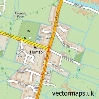 Street map sample of East Huntspill, Somerset