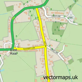 Street map sample of East Keal, Lincolnshire