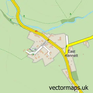 Street map sample of East Kennett, Wiltshire