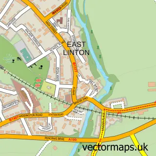 Street map sample of East Linton, East Lothian