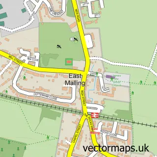 Street map sample of East Malling, Kent