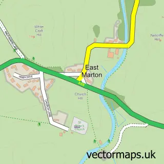 Street map sample of East Marton, North Yorkshire
