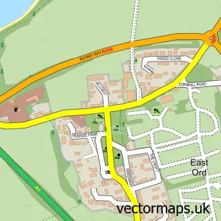 Street map sample of East Ord, Northumberland