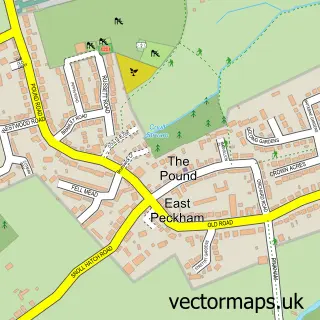 Street map sample of East Peckham, Kent