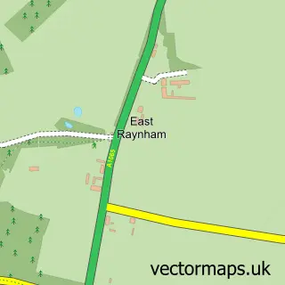 Street map sample of East Raynham, Norfolk