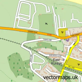 Street map sample of East Runton, Norfolk