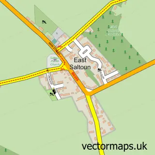 Street map sample of East Saltoun, East Lothian