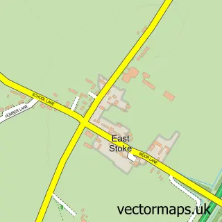 Street map sample of East Stoke, Nottinghamshire