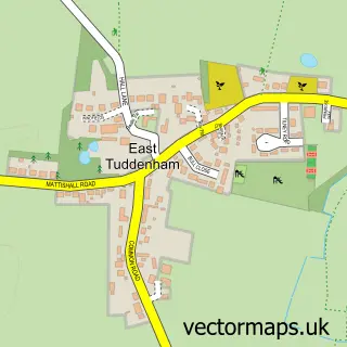 Street map sample of East Tuddenham, Norfolk