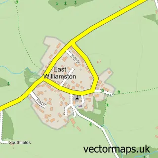 Street map sample of East Williamston, Dyfed