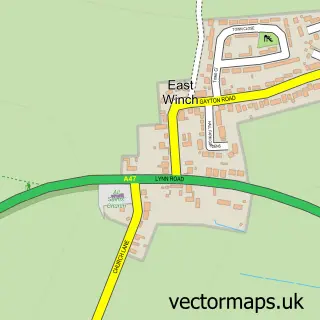 Street map sample of East Winch, Norfolk