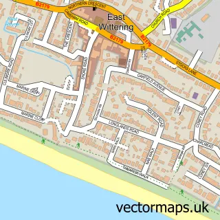 Street map sample of East Wittering, West Sussex