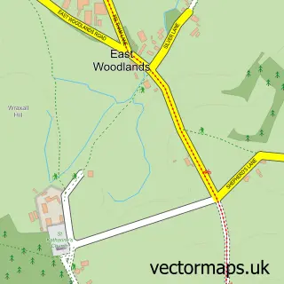 Street map sample of East Woodlands, Somerset
