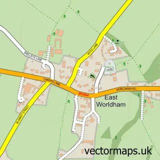 Street map sample of East Worldham, Hampshire