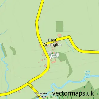 Street map sample of East Worlington, Devon