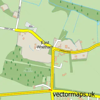 Street map sample of East Wretham, Norfolk