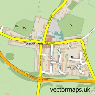 Street map sample of Eastchurch, Kent