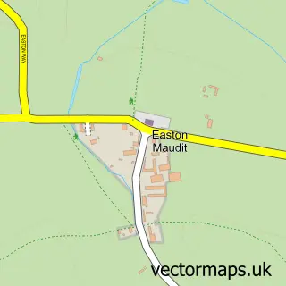 Street map sample of Easton Maudit, Northamptonshire