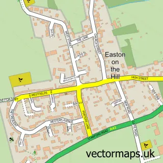 Street map sample of Easton on the Hill, Northamptonshire