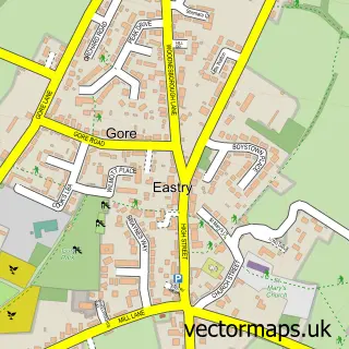 Street map sample of Eastry, Kent