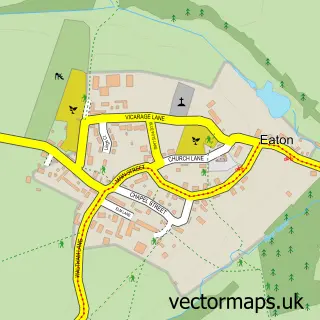 Street map sample of Eaton, Leicestershire