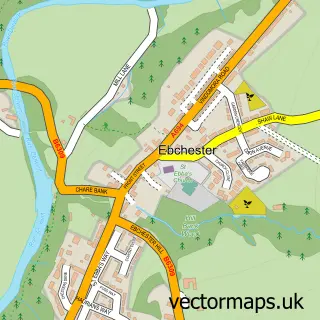 Street map sample of Ebchester, Durham