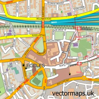 Street map sample of Eccles, Greater Manchester