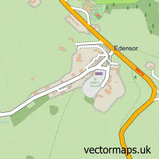 Street map sample of Edensor, Derbyshire