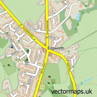 Street map sample of Edgworth, Lancashire