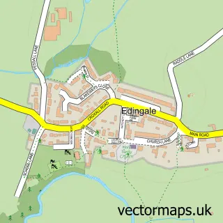 Street map sample of Edingale, Staffordshire