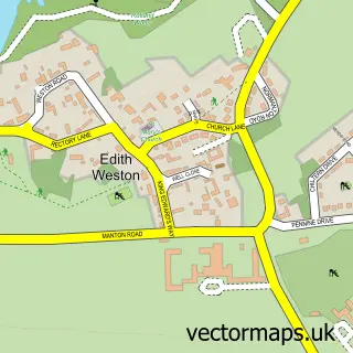 Street map sample of Edith Weston, Rutland