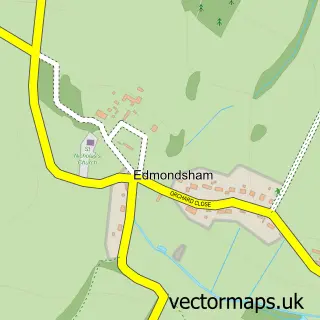 Street map sample of Edmondsham, Dorset