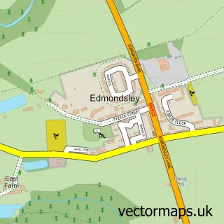 Street map sample of Edmondsley, Durham