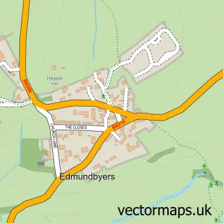 Street map sample of Edmundbyers, Durham
