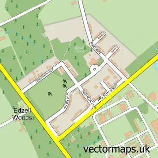 Street map sample of Edzell Woods, Kincardineshire