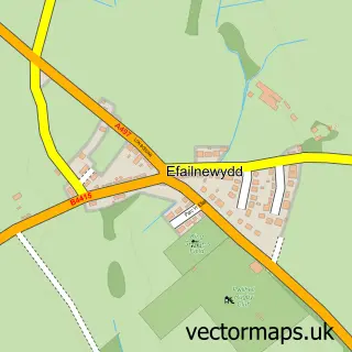 Street map sample of Efailnewydd, Gwynedd