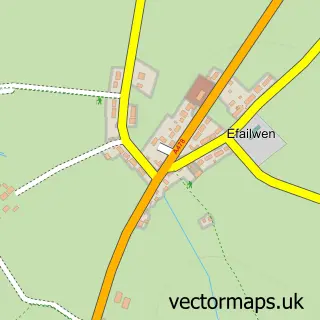 Street map sample of Efailwen, Dyfed