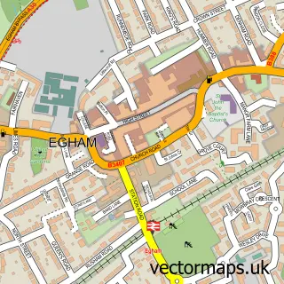 Street map sample of Egham, Surrey