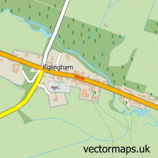 Street map sample of Eglingham, Northumberland