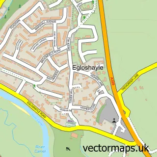 Street map sample of Egloshayle, Cornwall