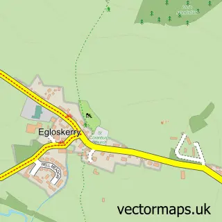 Street map sample of Egloskerry, Cornwall