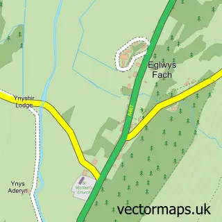 Street map sample of Eglwys Fach, Dyfed