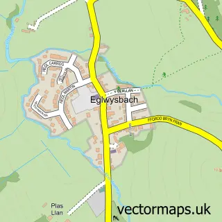 Street map sample of Eglwys-bach, Clwyd