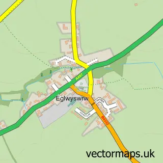 Street map sample of Eglwyswrw, Dyfed