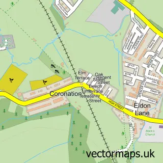 Street map sample of Eldon Lane, Durham