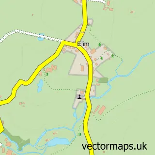 Street map sample of Elim, Gwynedd