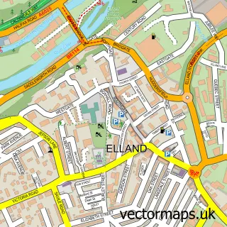 Street map sample of Elland, West Yorkshire