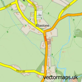 Street map sample of Ellastone, Staffordshire