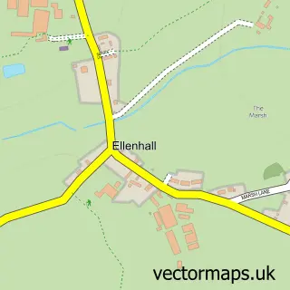 Street map sample of Ellenhall, Staffordshire